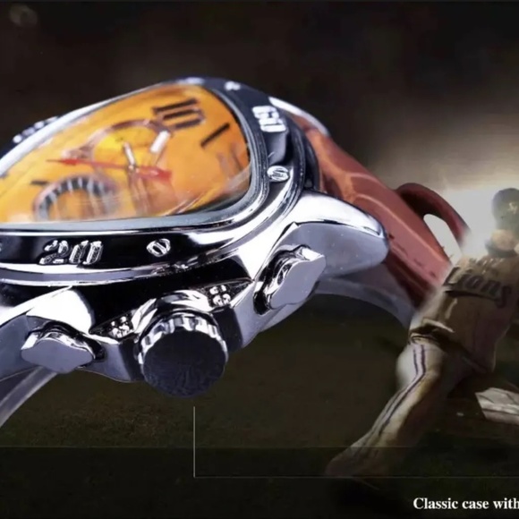 Jaragar Mens BIG 45mm Luxury Triangle Watch Genuine Leather Band. Great Gift! - Picture 9 of 13